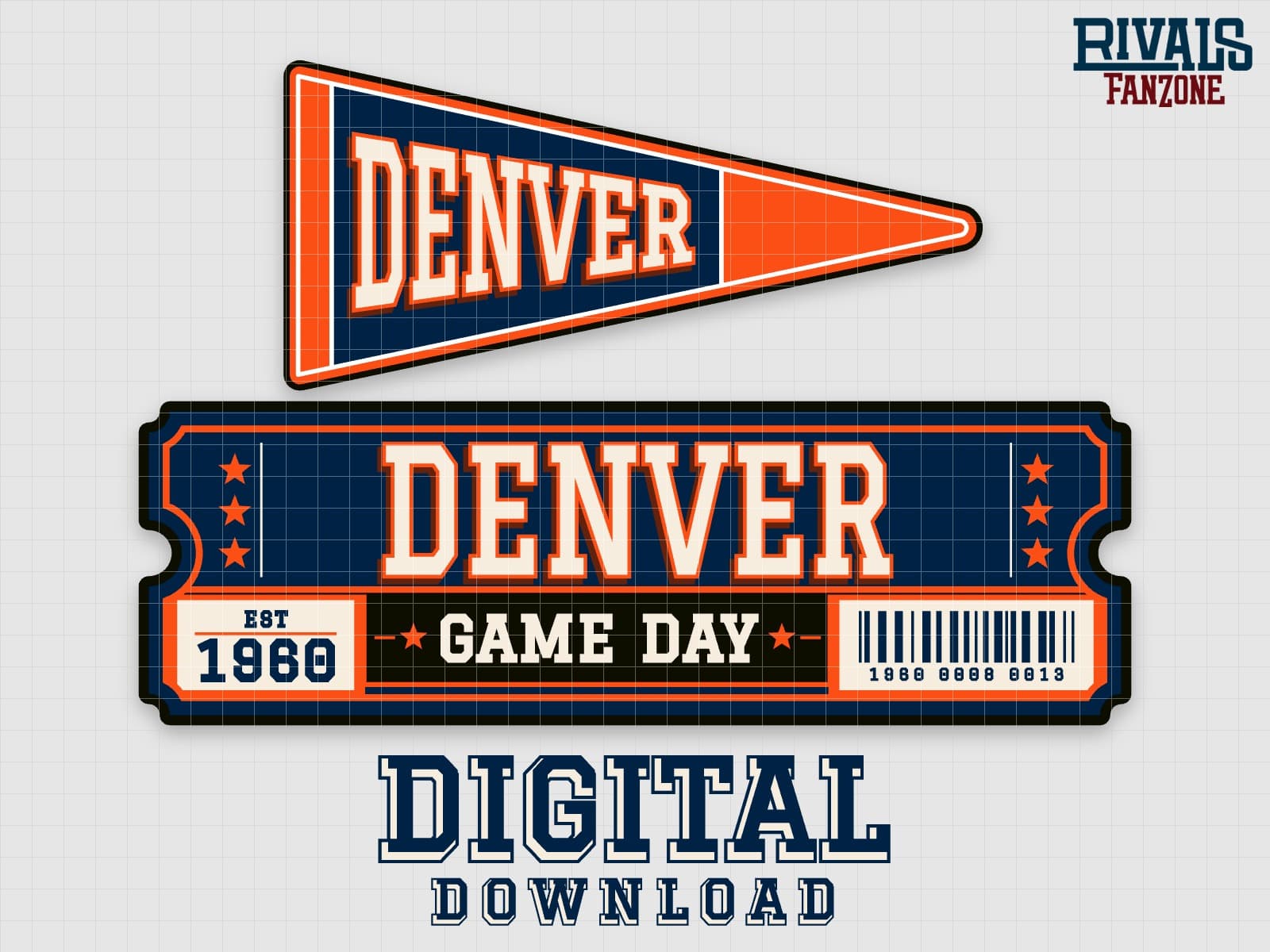 Denver Pennant & Ticket SVG – Cricut Cut Files — preview 1