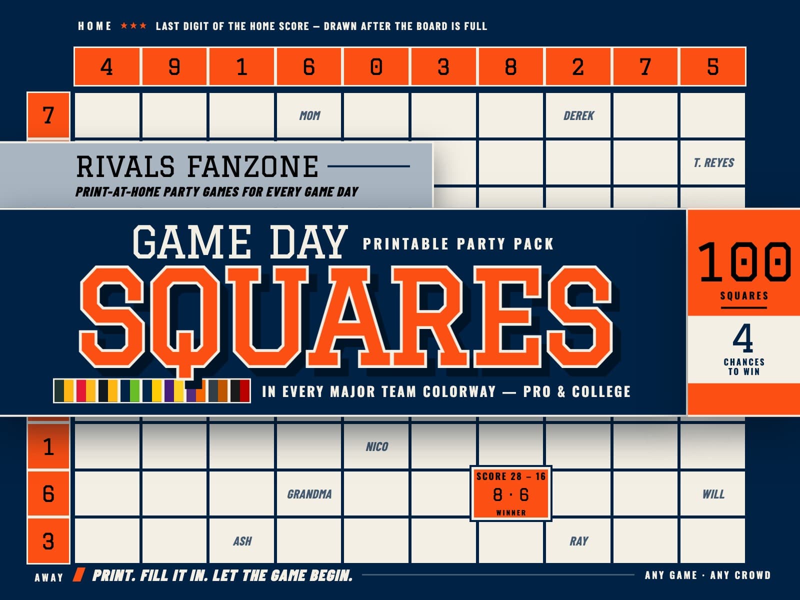 Denver Football Squares — preview 1