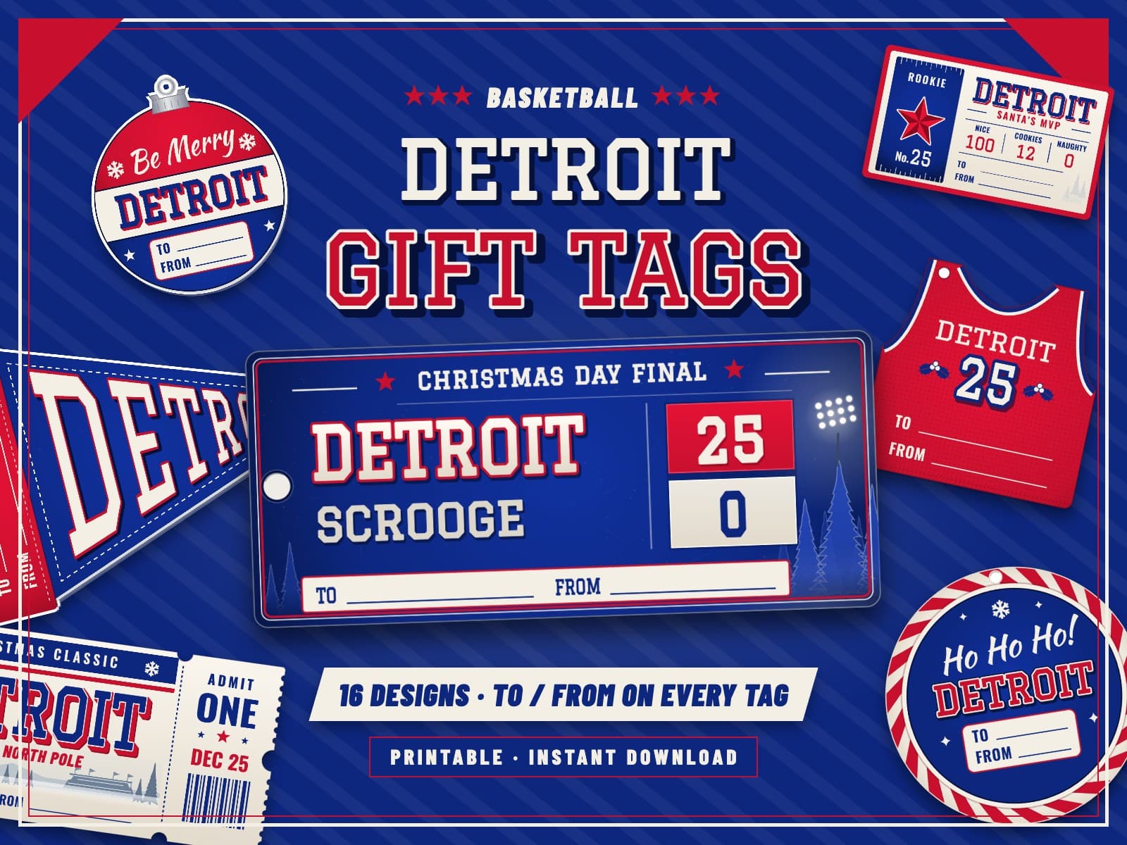 Detroit Basketball Game Day Gift Tags – 16 Printable Designs — preview 1