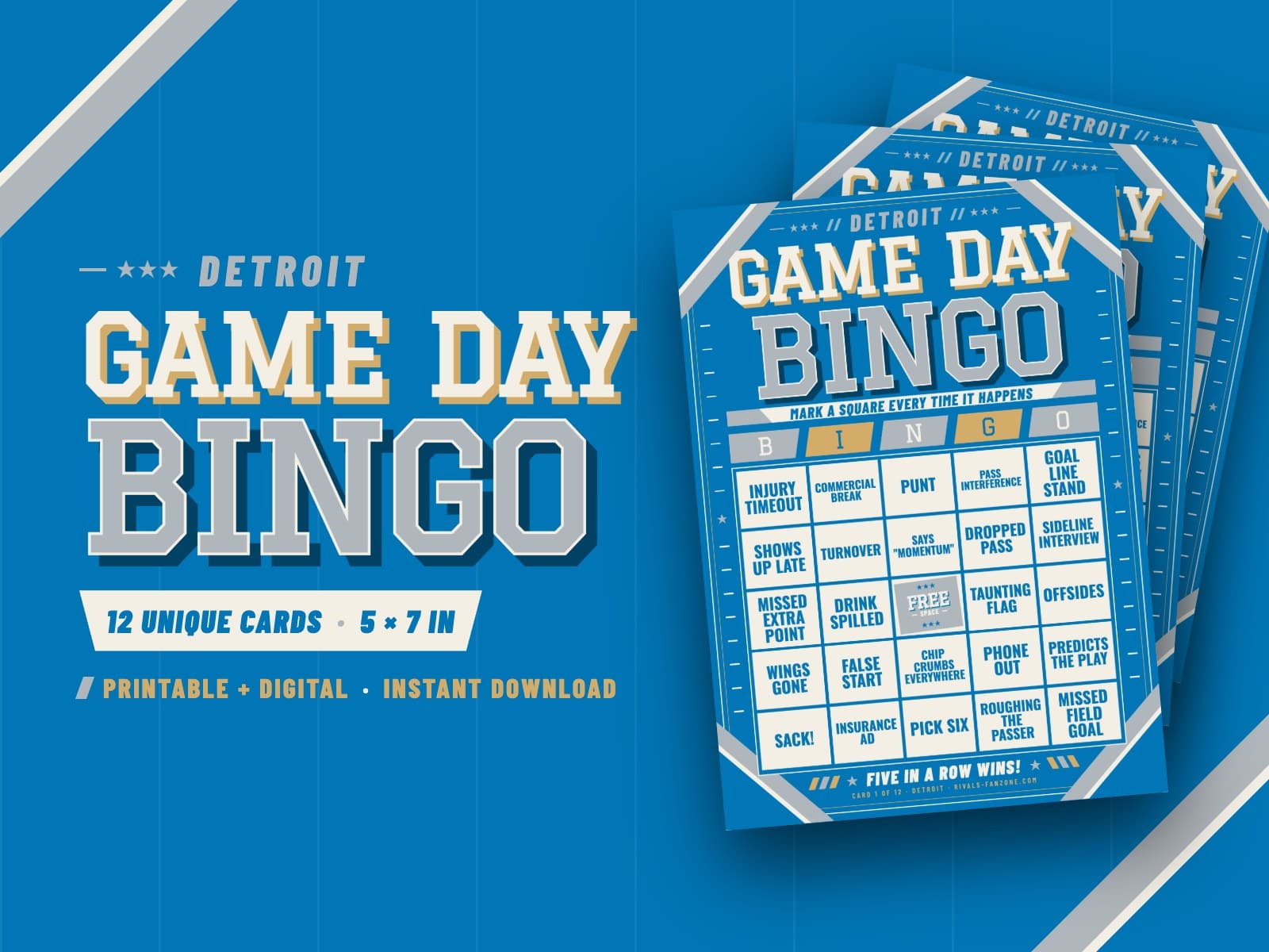 Detroit Game Day Bingo – 12 Card Pack — preview 1