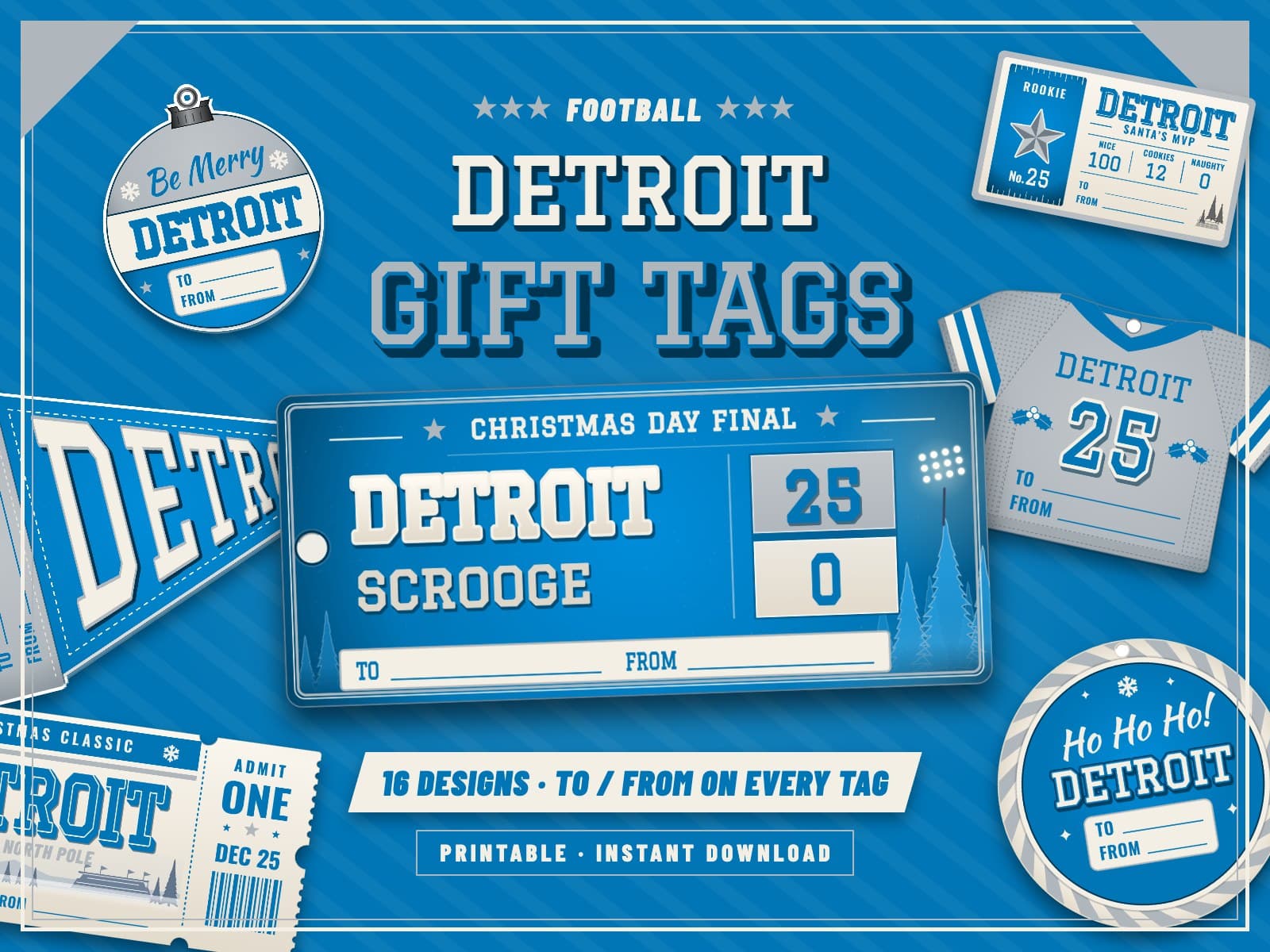 Detroit Game Day Gift Tags – 16 Printable Designs — preview 1