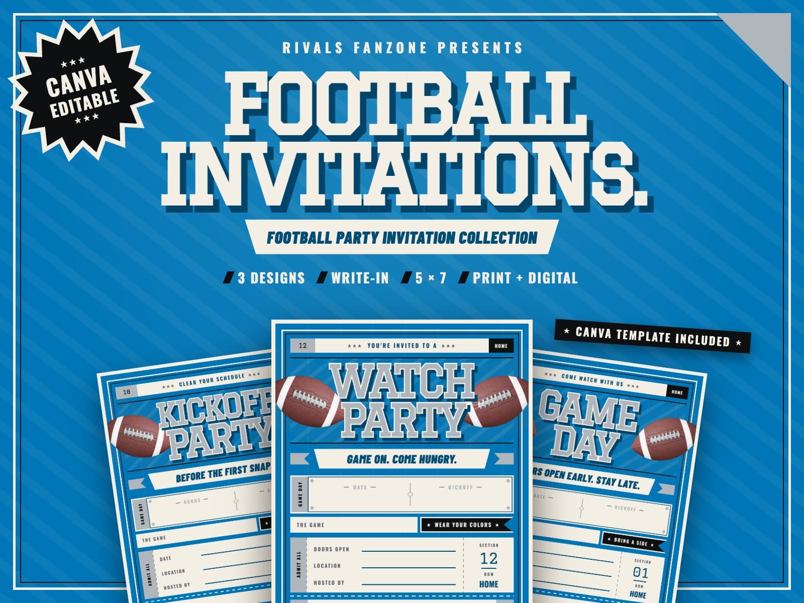 Detroit Football Party Invitations — preview 1