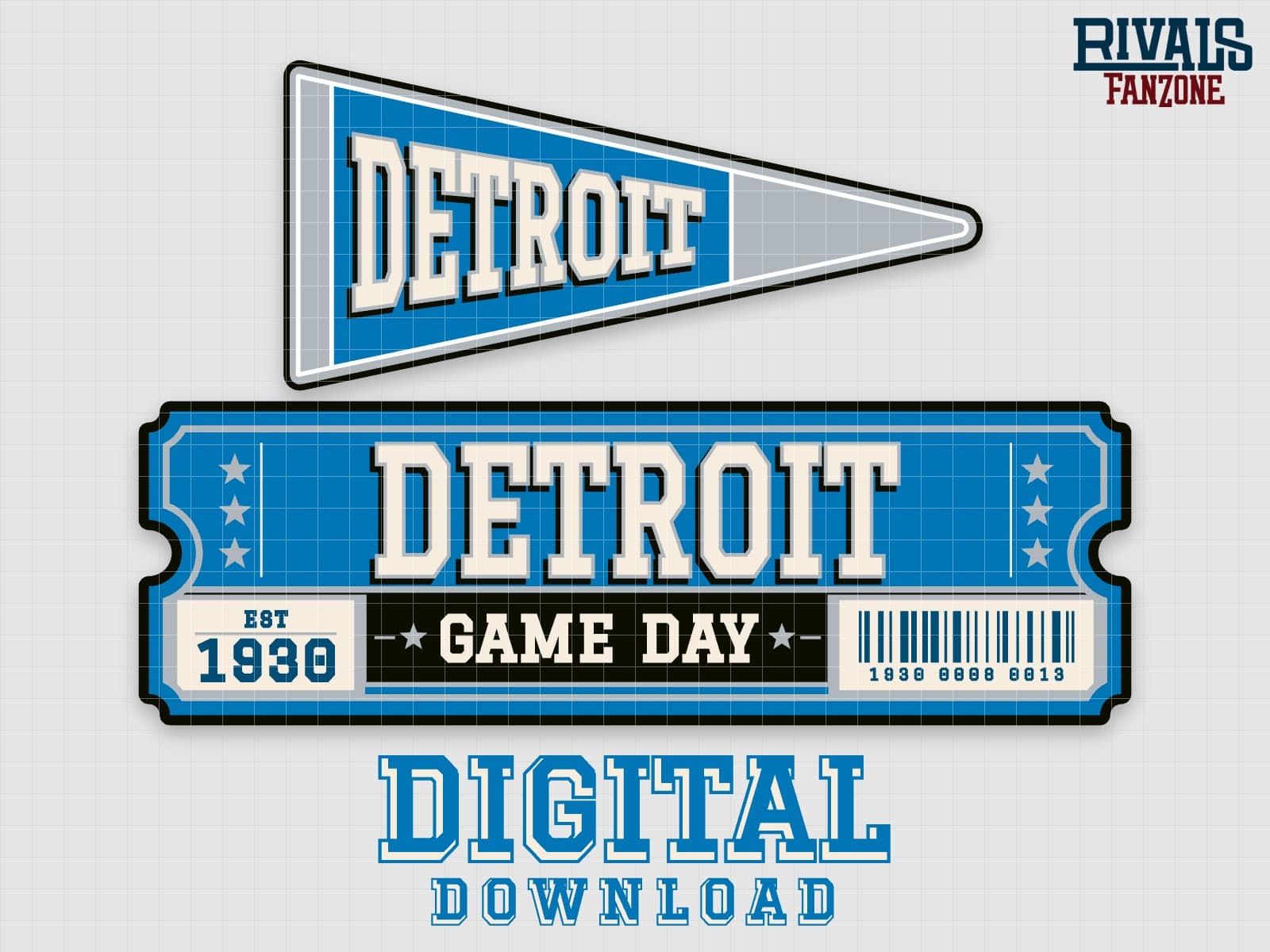 Detroit Pennant & Ticket SVG – Cricut Cut Files — preview 1