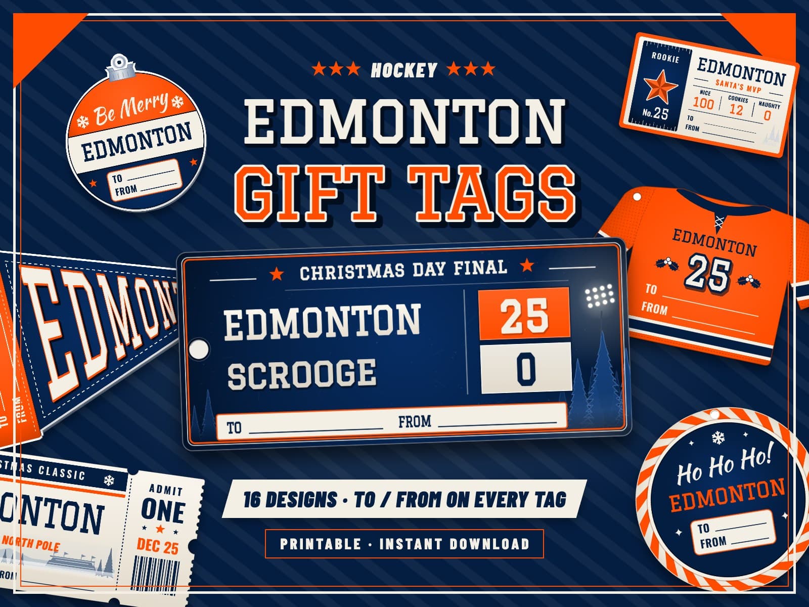 Edmonton Hockey Game Day Gift Tags – 16 Printable Designs — preview 1