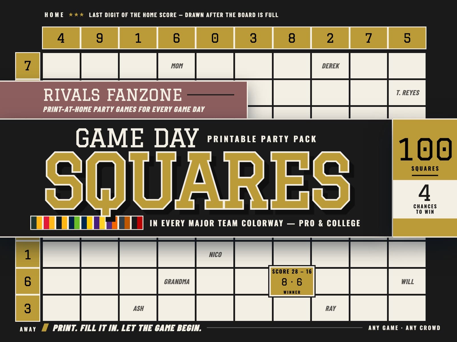 Florida Football Squares (Black) — preview 1