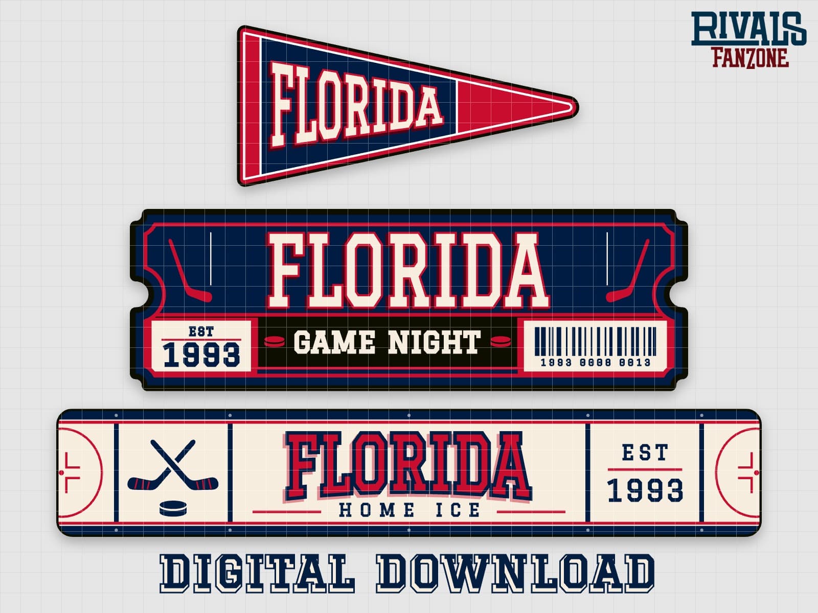 Florida Hockey Pennant, Ticket & Rink Sign SVG – Cricut Cut Files — preview 1
