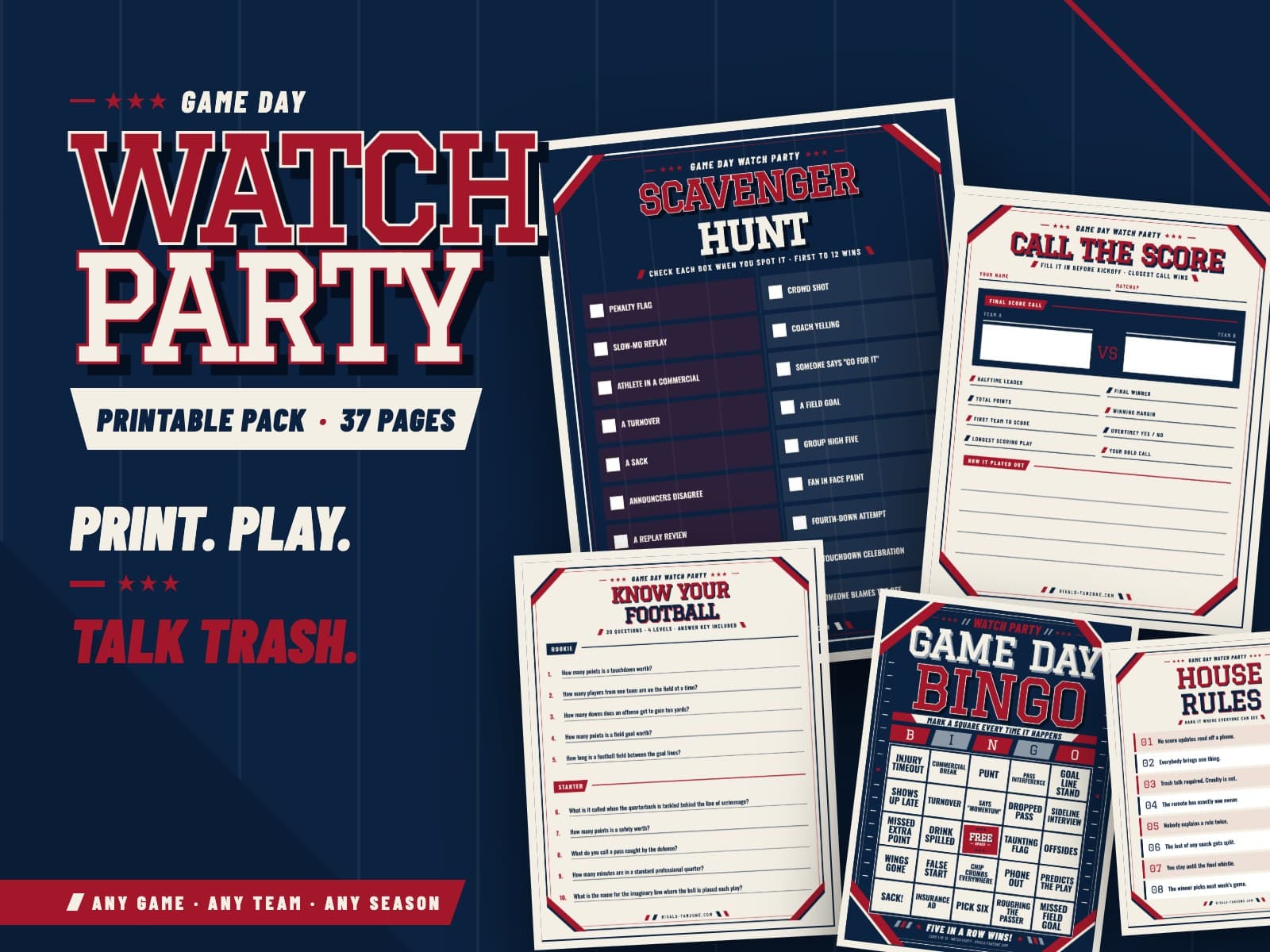 Game Day Watch Party Pack – 37 Printable Football Party Games — preview 1