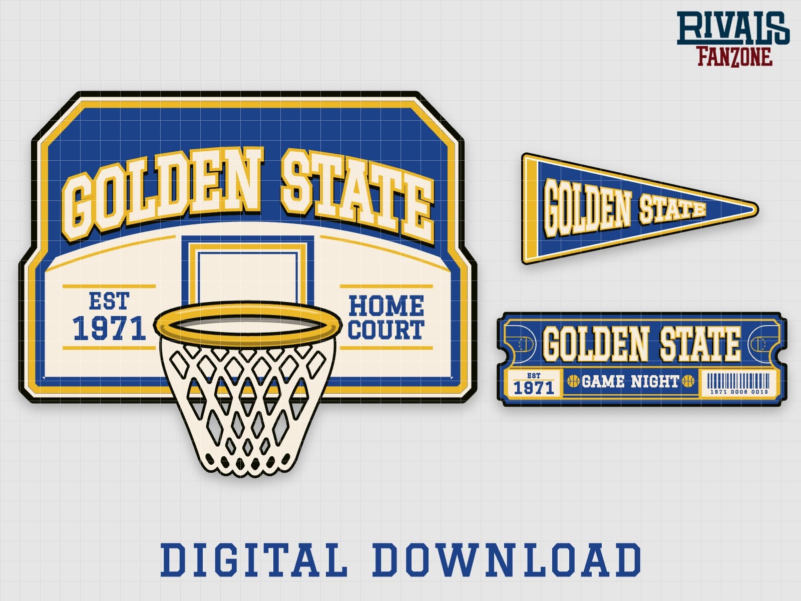 Golden State Basketball Pennant, Ticket & Backboard Sign SVG – Cricut Cut Files — preview 1