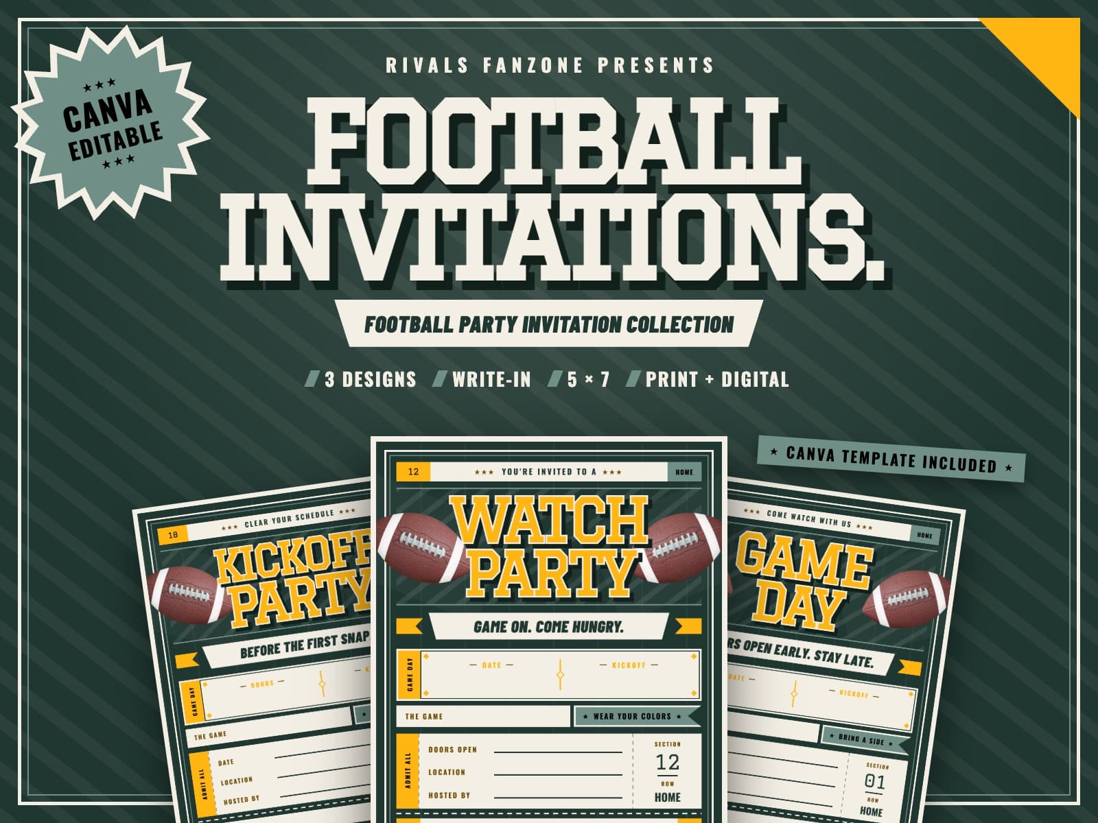 Green Bay Football Party Invitations — preview 1