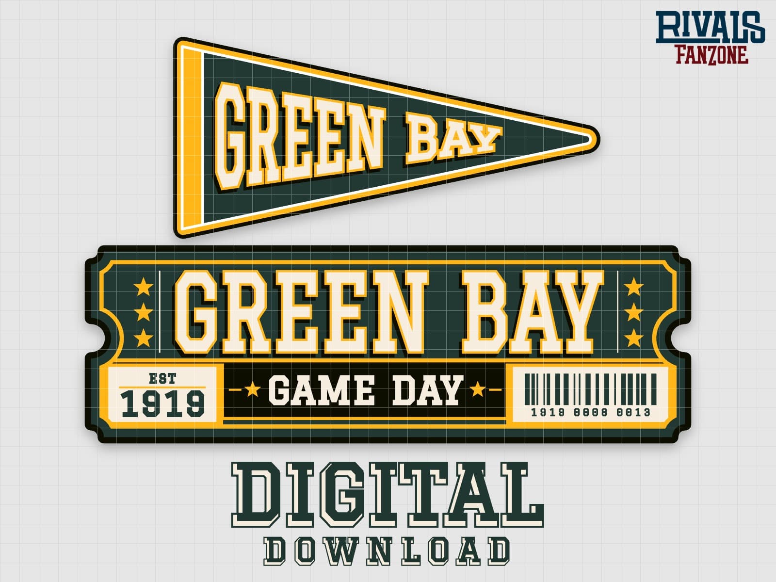 Green Bay Pennant & Ticket SVG – Cricut Cut Files — preview 1
