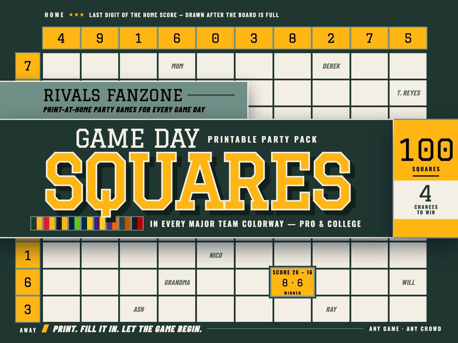 Green Bay Football Squares — preview 1