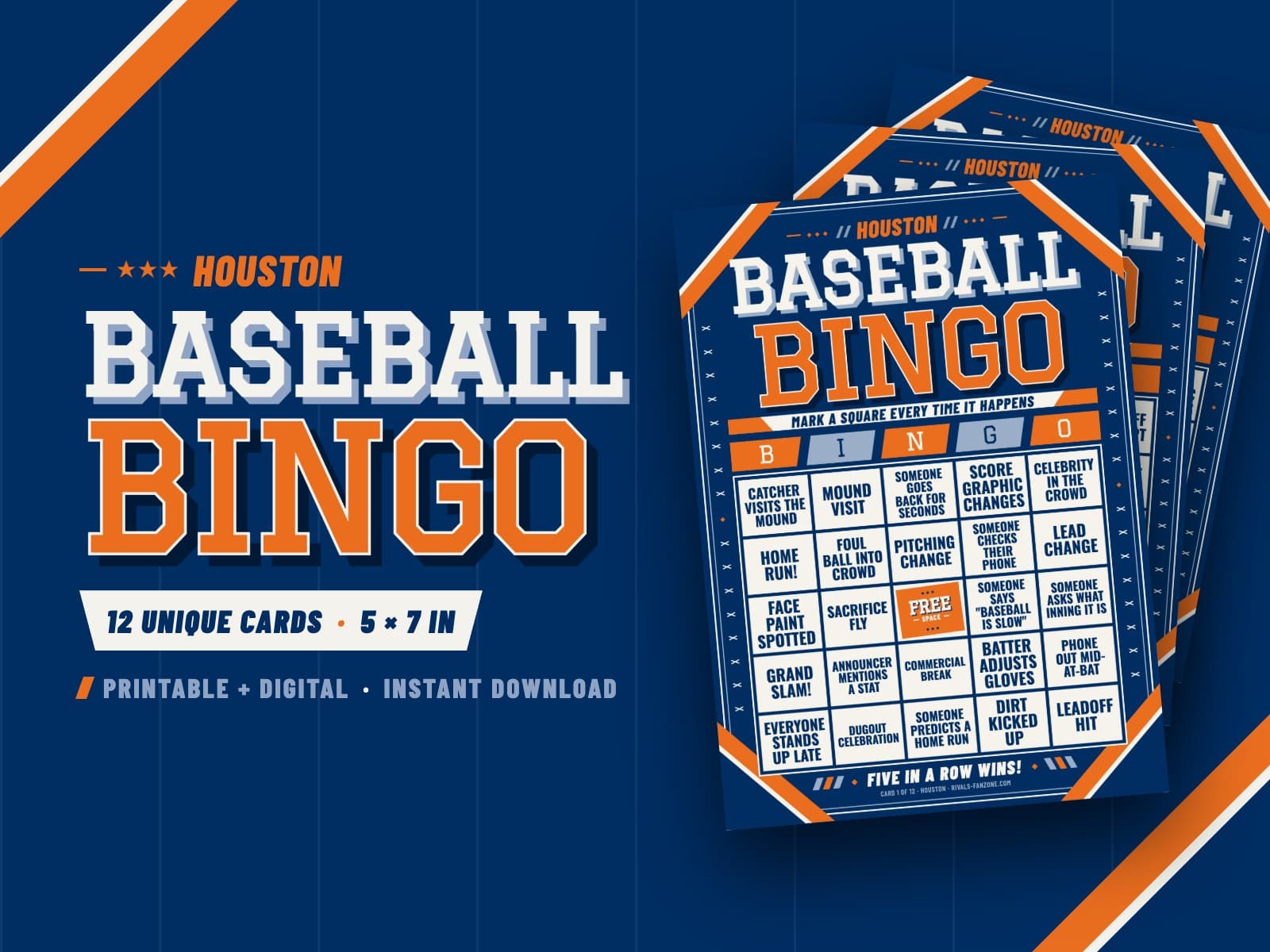 Houston Baseball Bingo – 12 Card Pack — preview 1