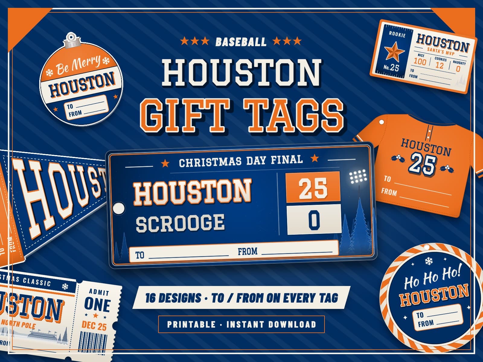Houston Baseball Game Day Gift Tags – 16 Printable Designs — preview 1