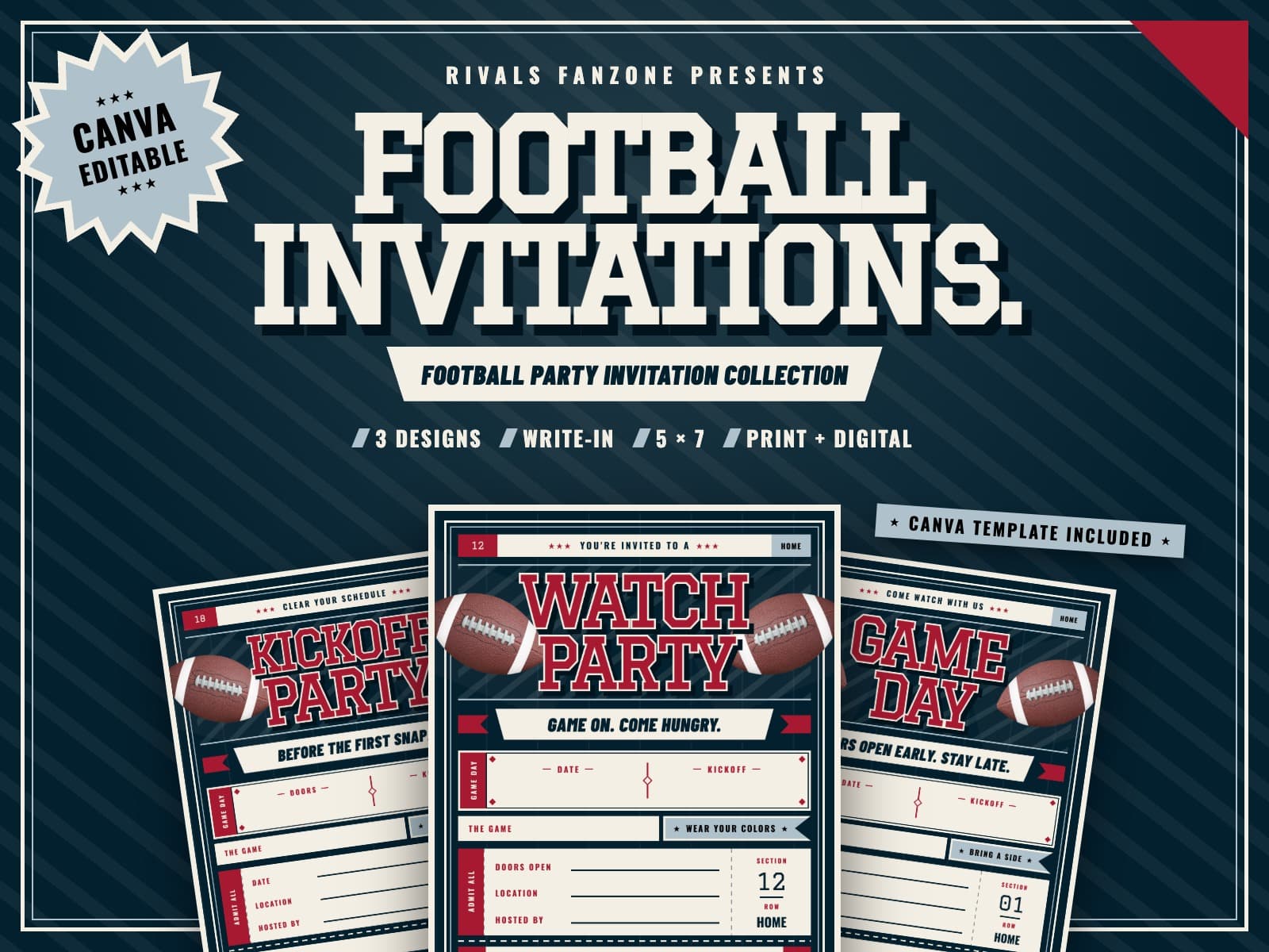 Houston Football Party Invitations — preview 1