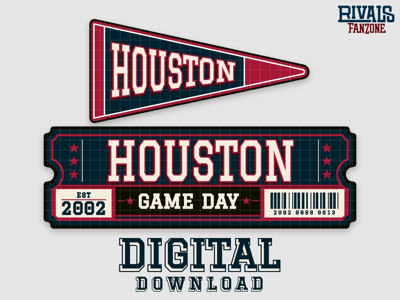 Houston Pennant & Ticket SVG – Cricut Cut Files — preview 1