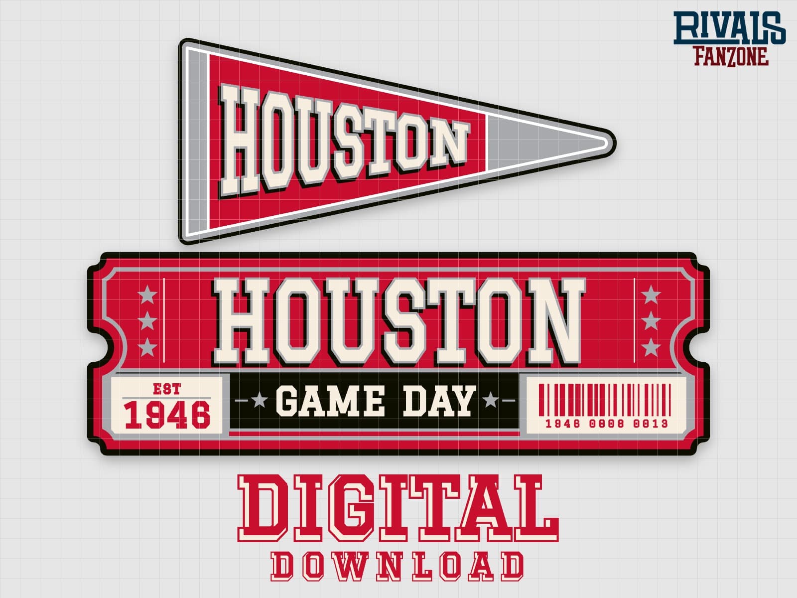 Houston Pennant & Ticket SVG – Cricut Cut Files — preview 1