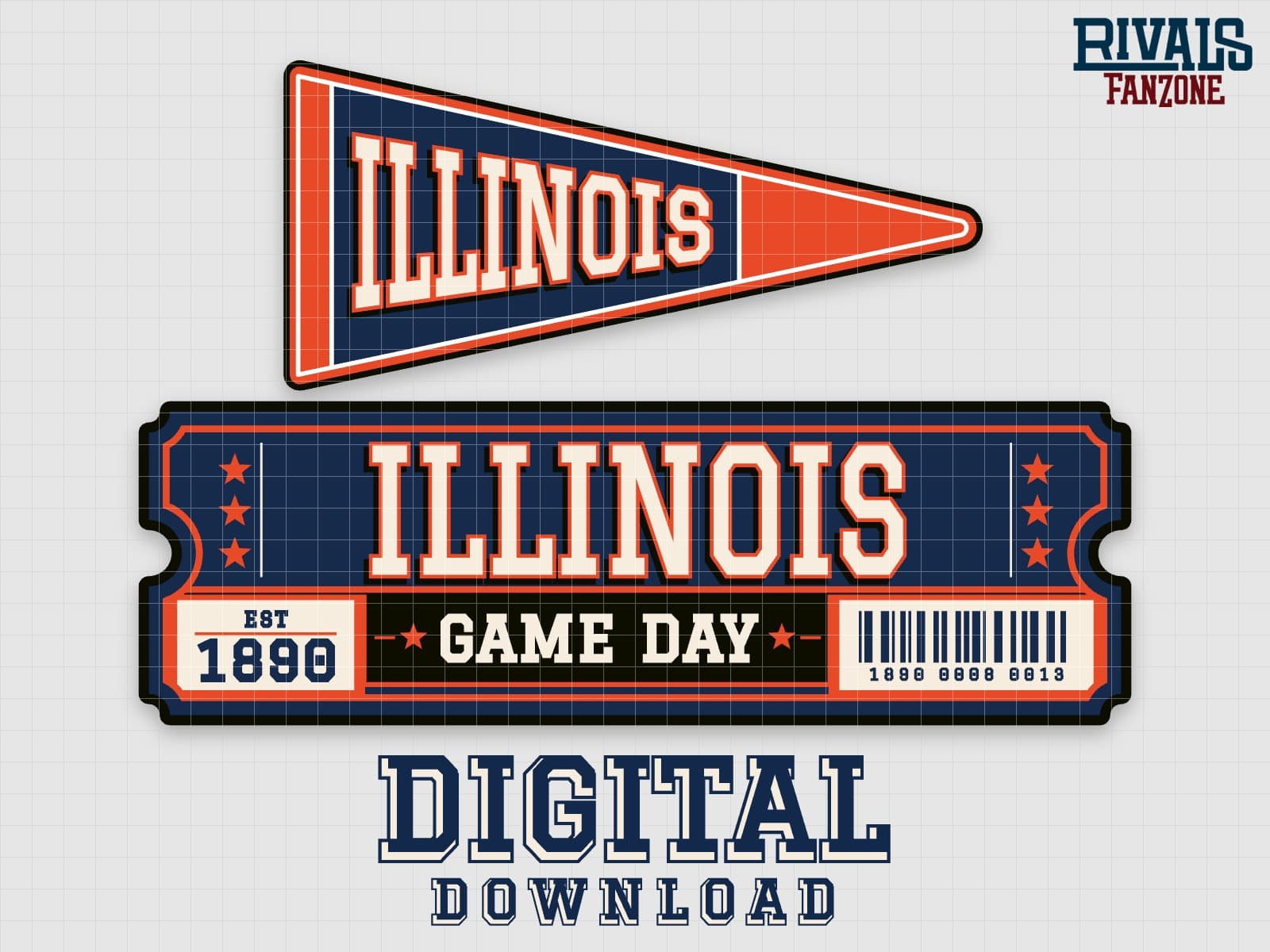 Illinois Pennant & Ticket SVG – Cricut Cut Files — preview 1
