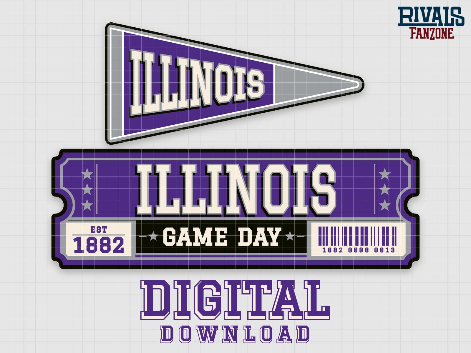 Illinois Pennant & Ticket SVG – Cricut Cut Files — preview 1