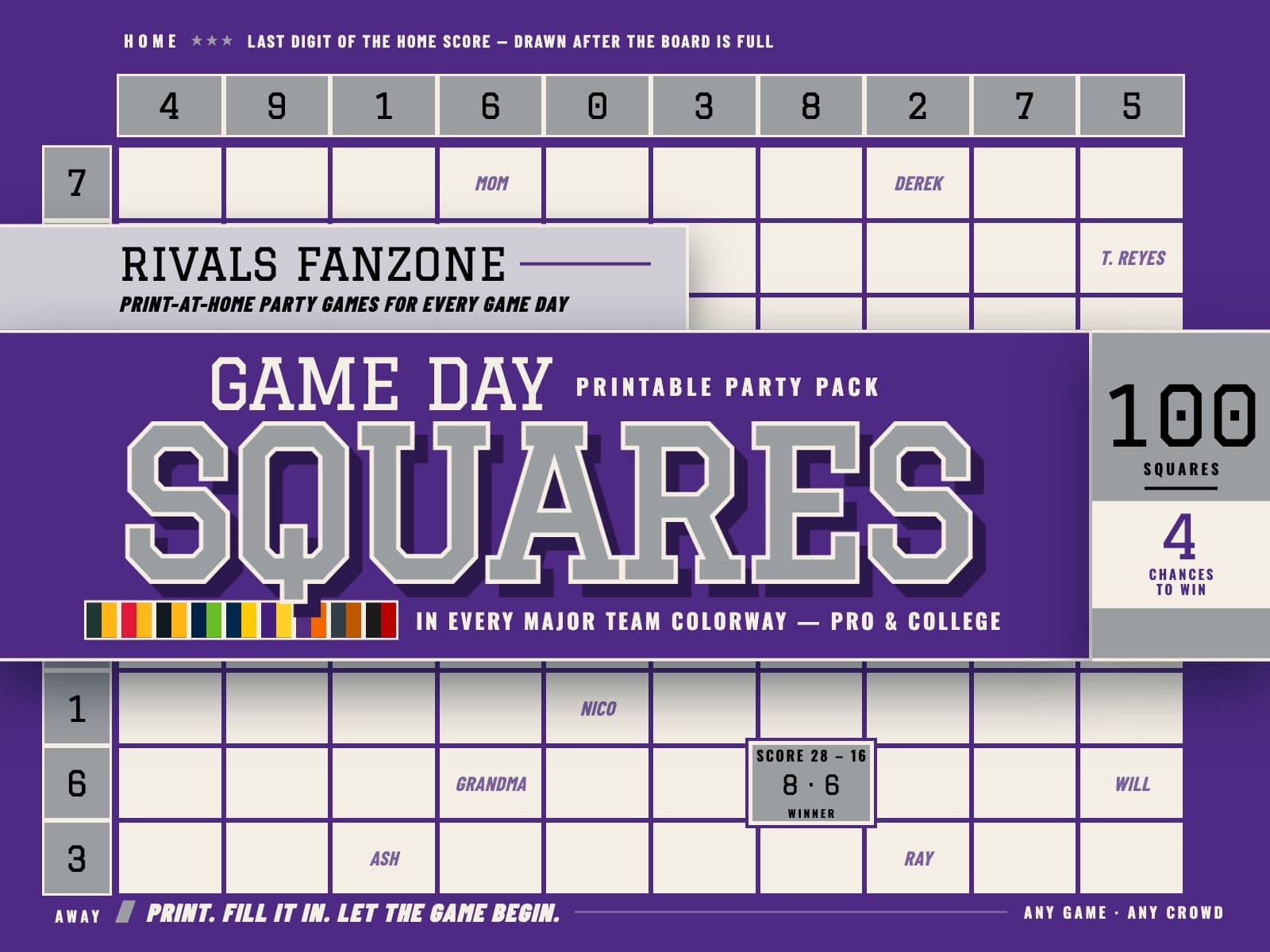 Illinois Football Squares (Purple & Silver) — preview 1