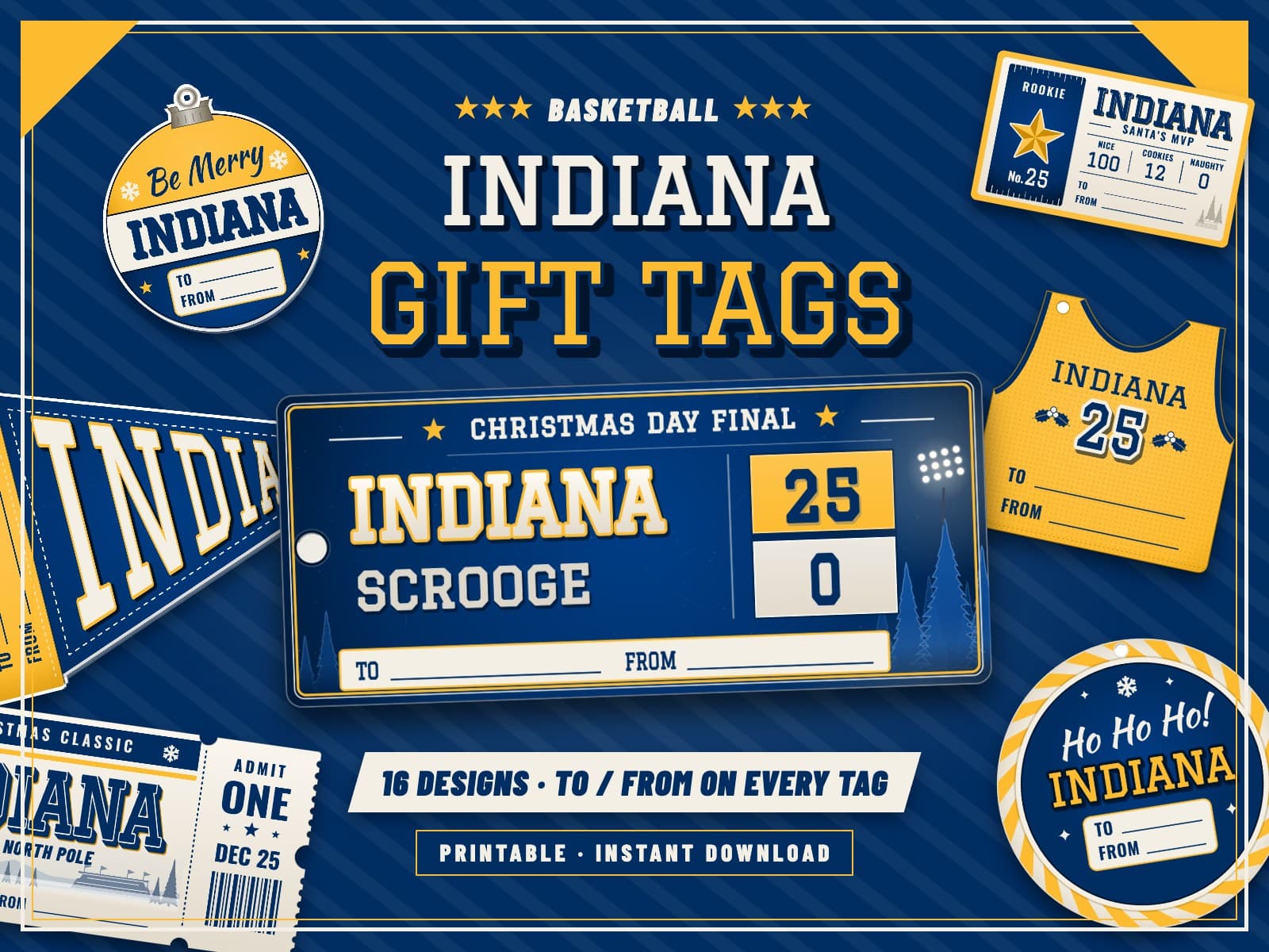 Indiana Basketball Game Day Gift Tags – 16 Printable Designs — preview 1