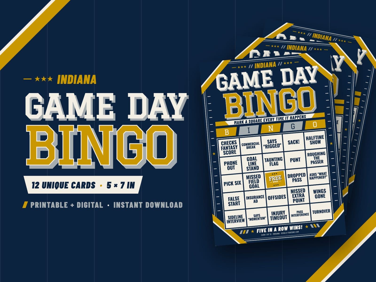 Indiana Football Bingo – 12 Card Pack — preview 1