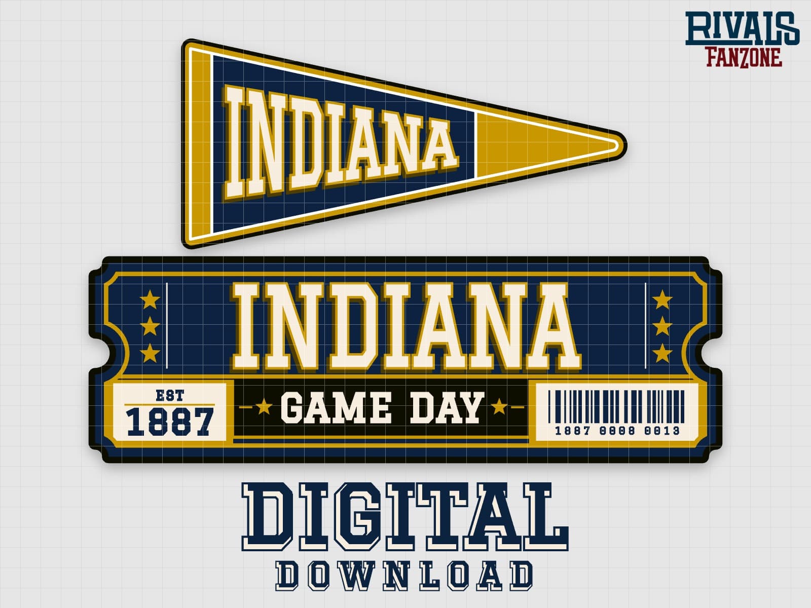Indiana Pennant & Ticket SVG – Cricut Cut Files — preview 1