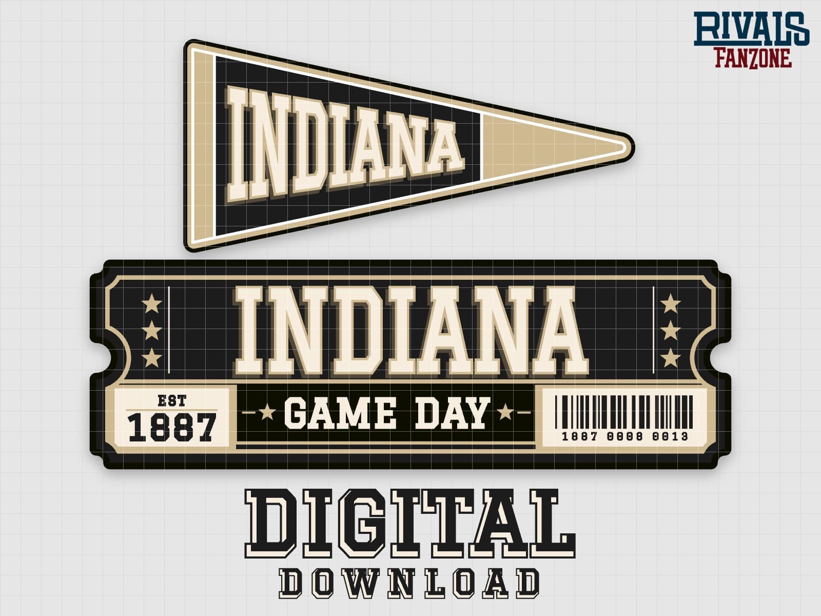 Indiana Pennant & Ticket SVG – Cricut Cut Files — preview 1