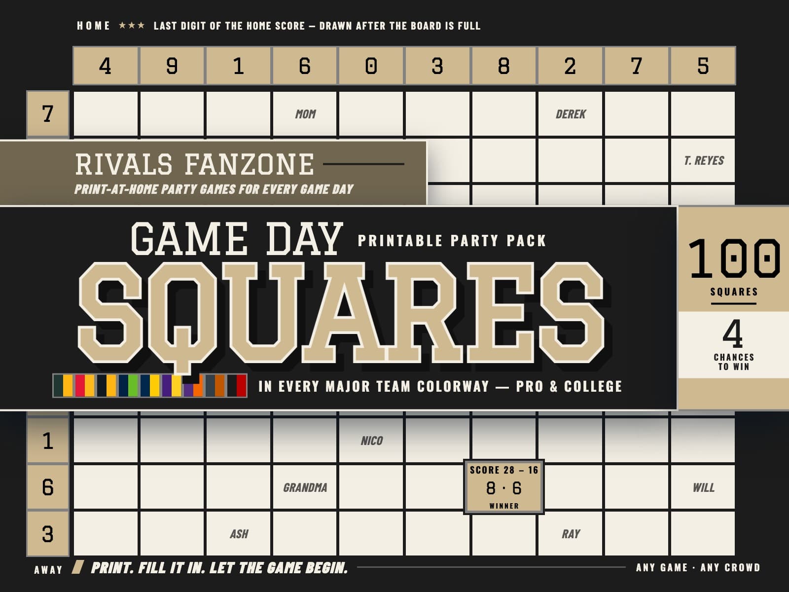 Indiana Football Squares (Old Gold & Black) — preview 1