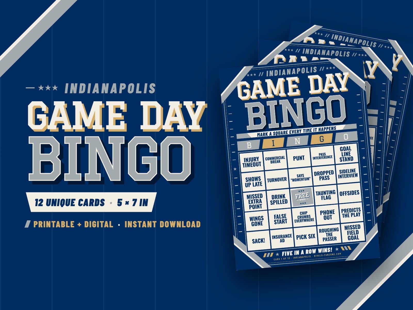 Indianapolis Game Day Bingo – 12 Card Pack — preview 1