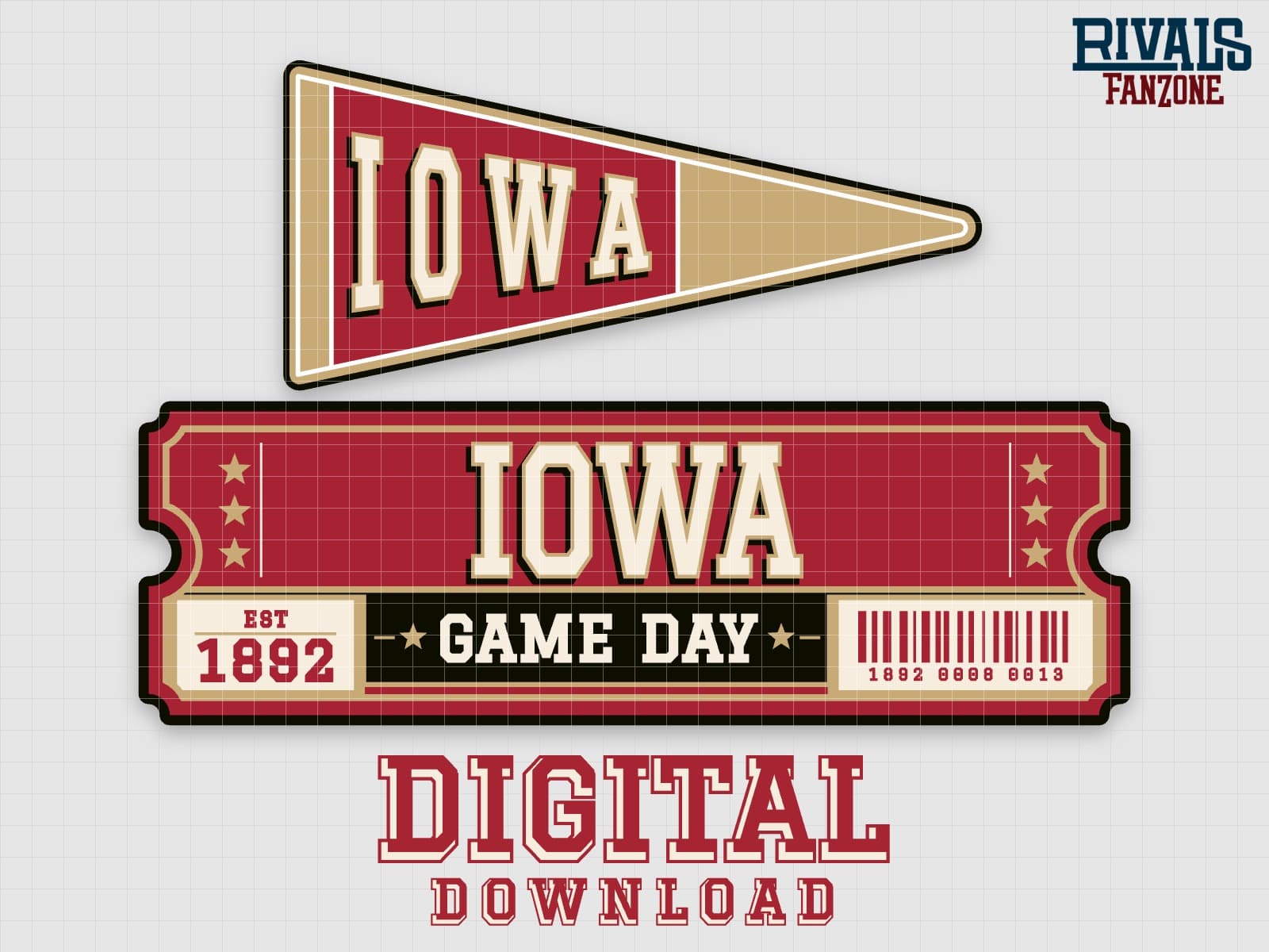 Iowa Pennant & Ticket SVG – Cricut Cut Files — preview 1