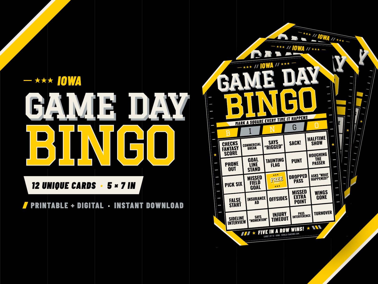Iowa Game Day Bingo – 12 Card Pack — preview 1
