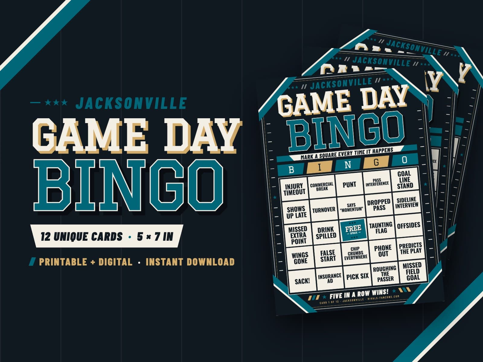 Jacksonville Game Day Bingo – 12 Card Pack — preview 1
