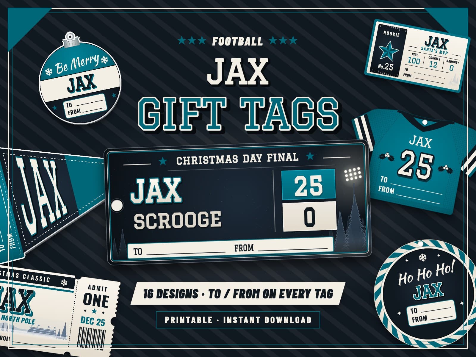 Jacksonville Game Day Gift Tags – 16 Printable Designs — preview 1