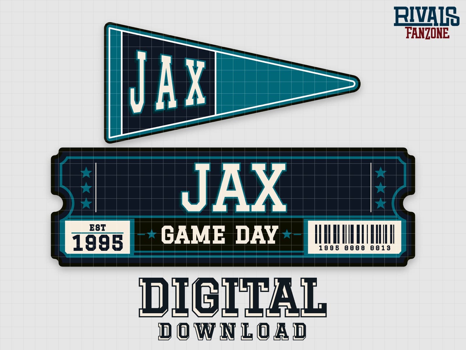 Jacksonville Pennant & Ticket SVG – Cricut Cut Files — preview 1