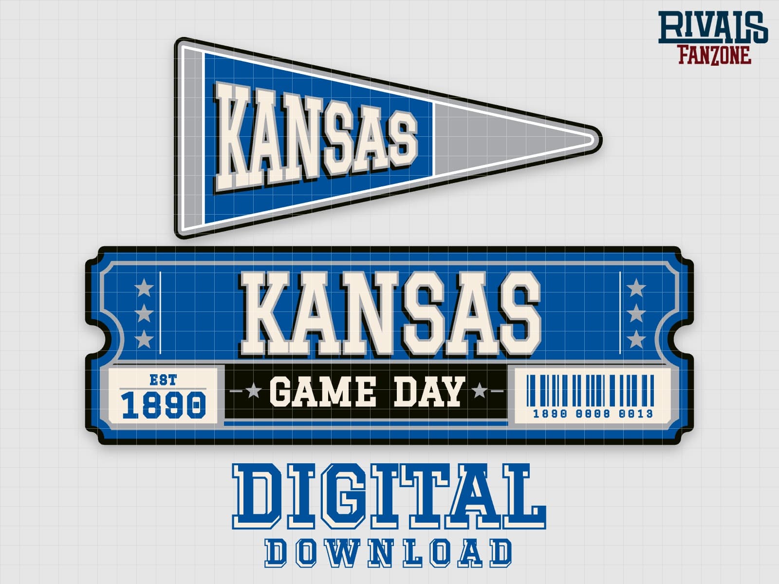 Kansas Pennant & Ticket SVG – Cricut Cut Files — preview 1