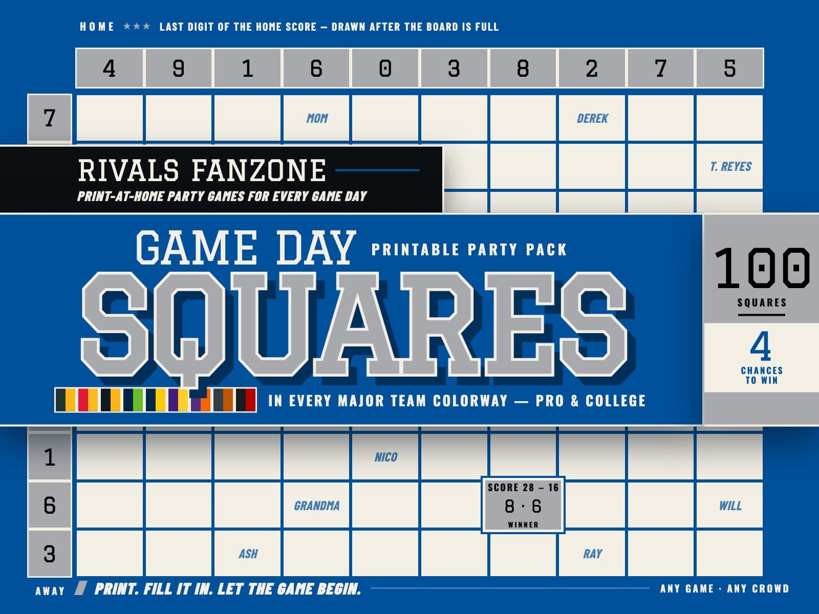 Kansas Football Squares (Blue) — preview 1