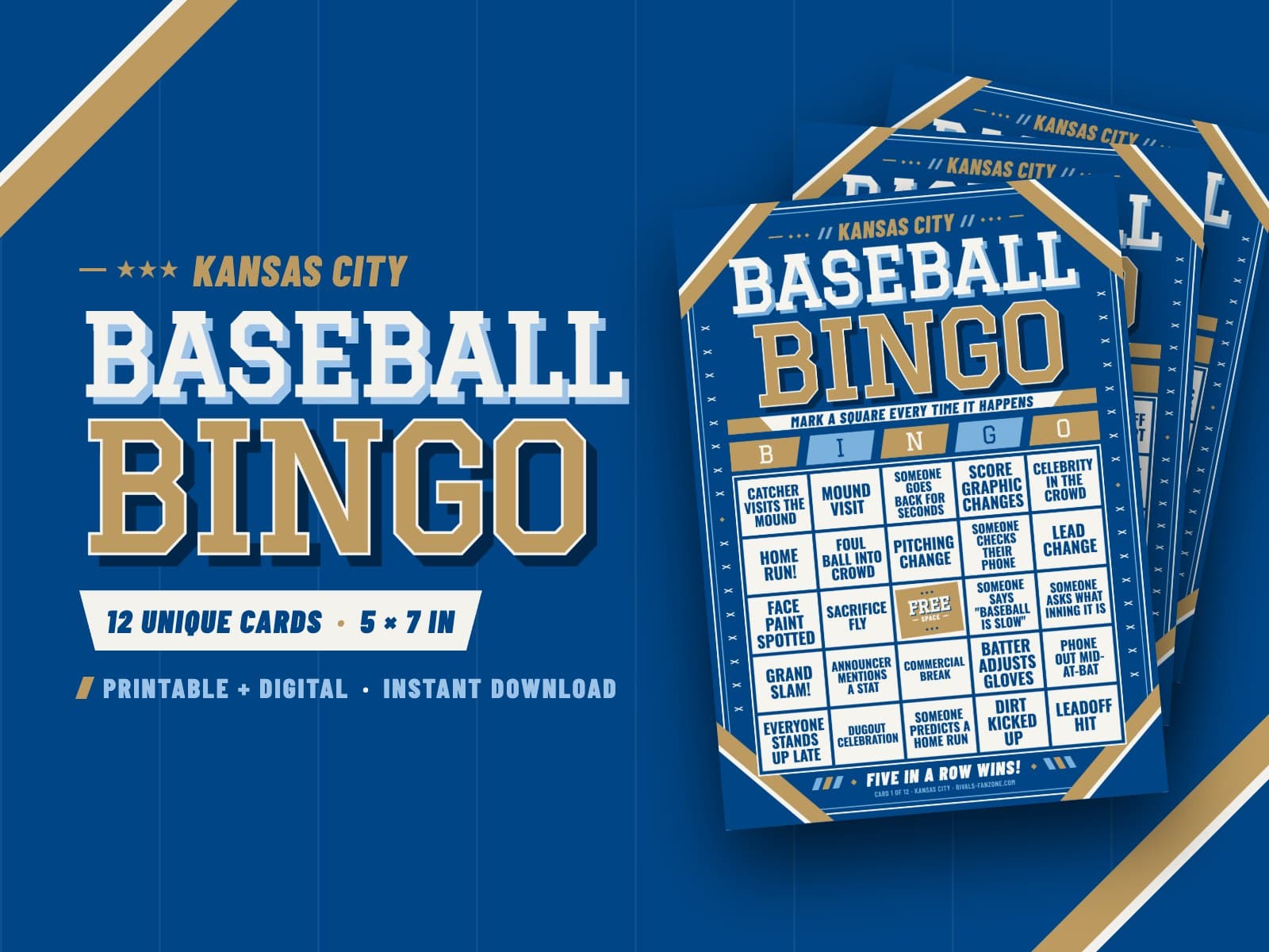 Kansas City Baseball Bingo – 12 Card Pack — preview 1