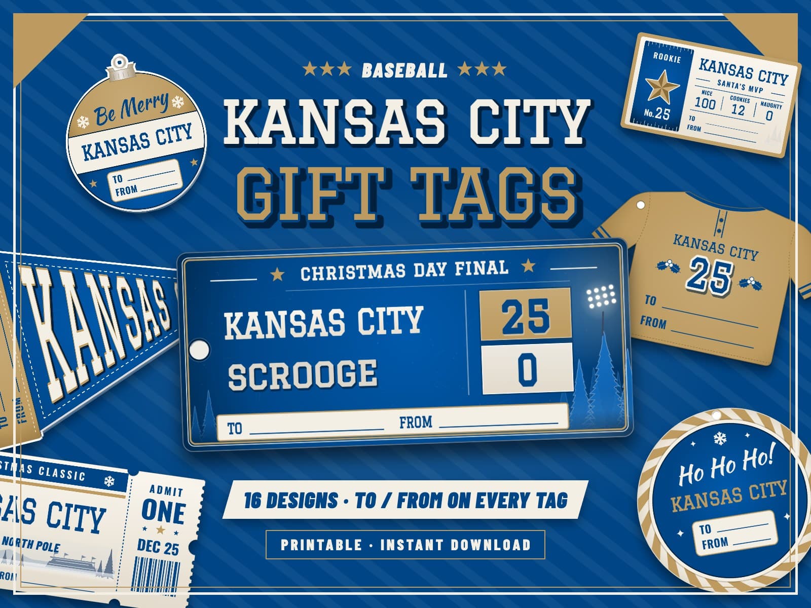 Kansas City Baseball Game Day Gift Tags – 16 Printable Designs — preview 1