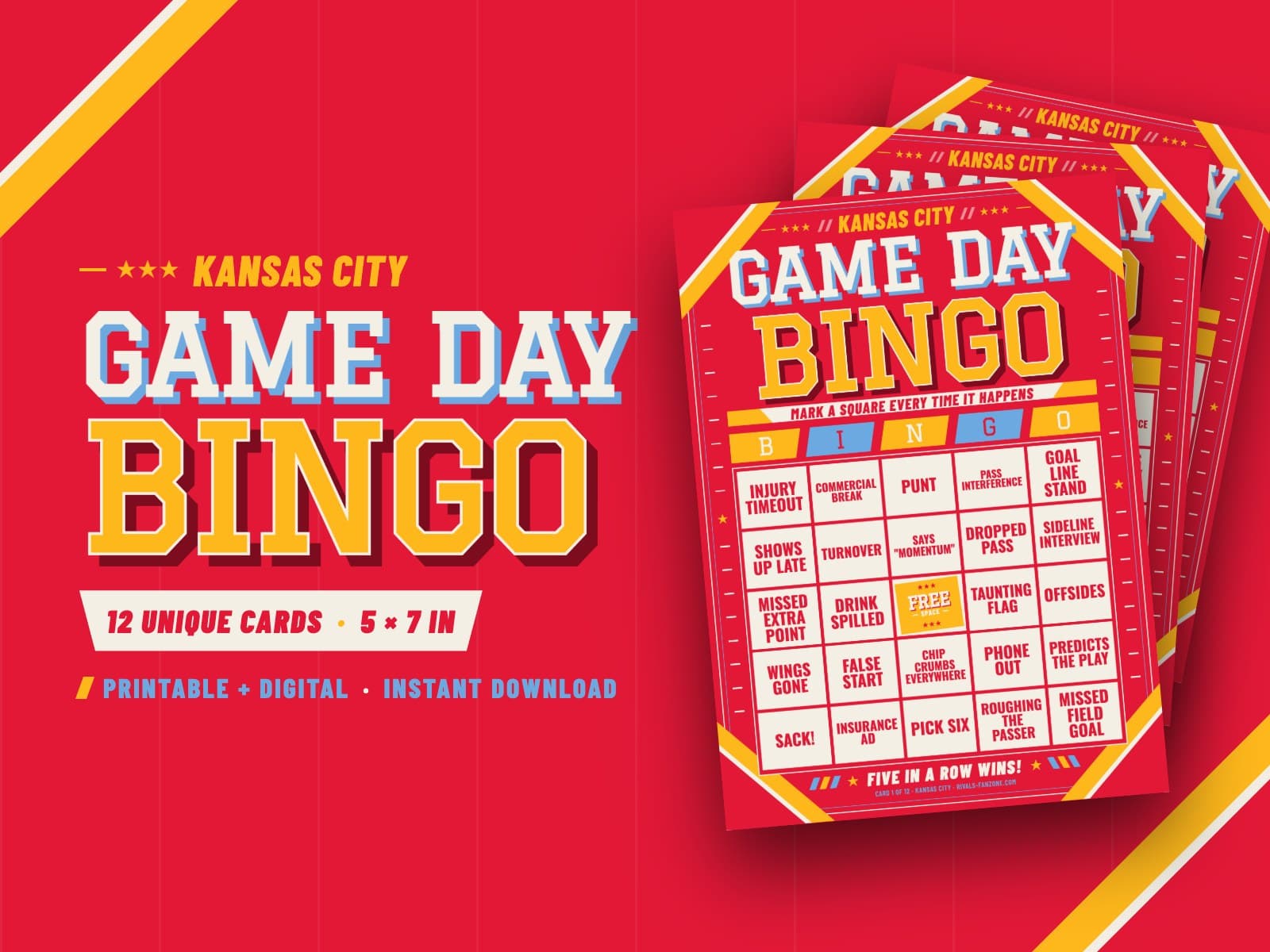Kansas City Game Day Bingo – 12 Card Pack — preview 1