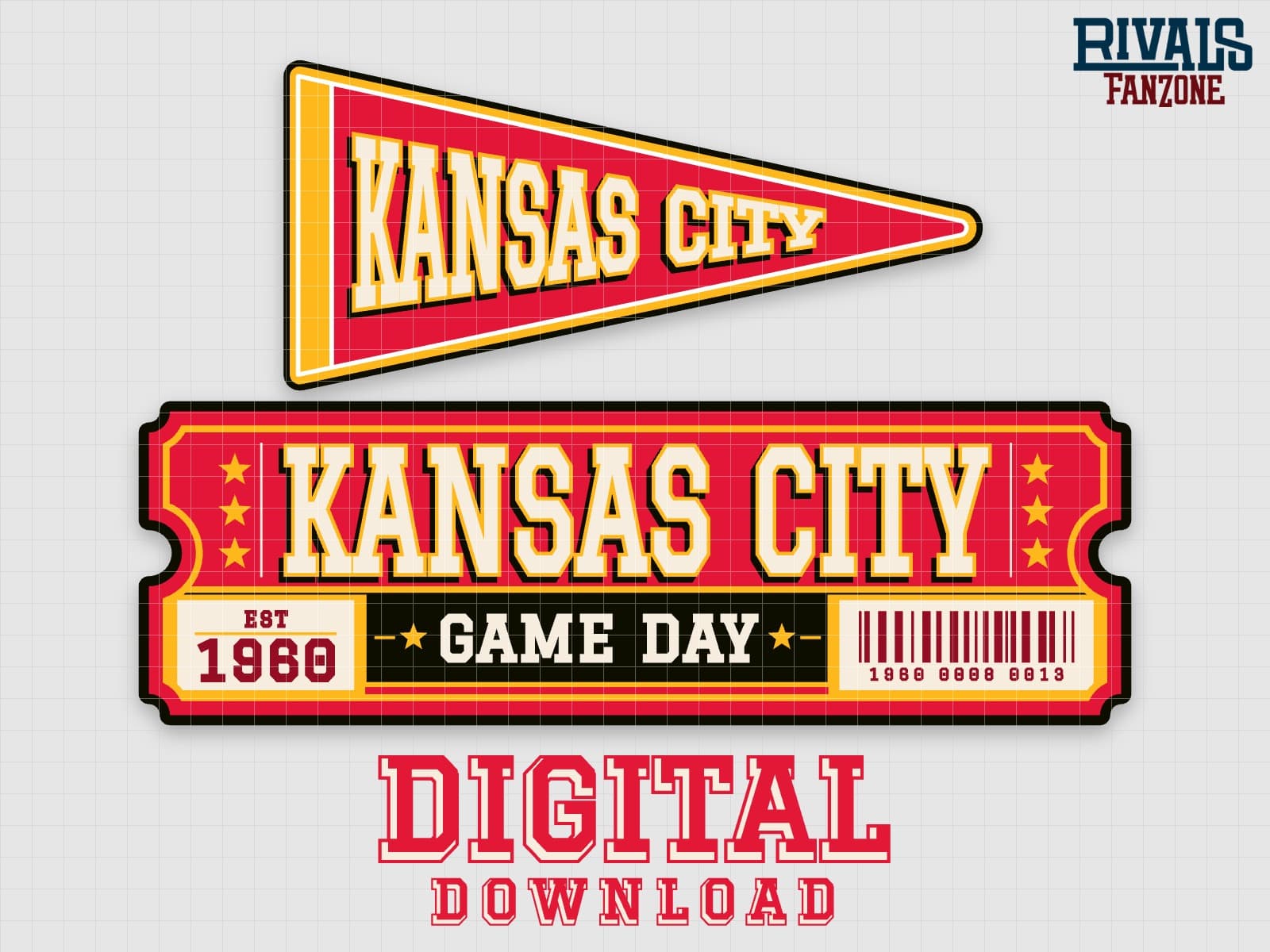Kansas City Pennant & Ticket SVG – Cricut Cut Files — preview 1