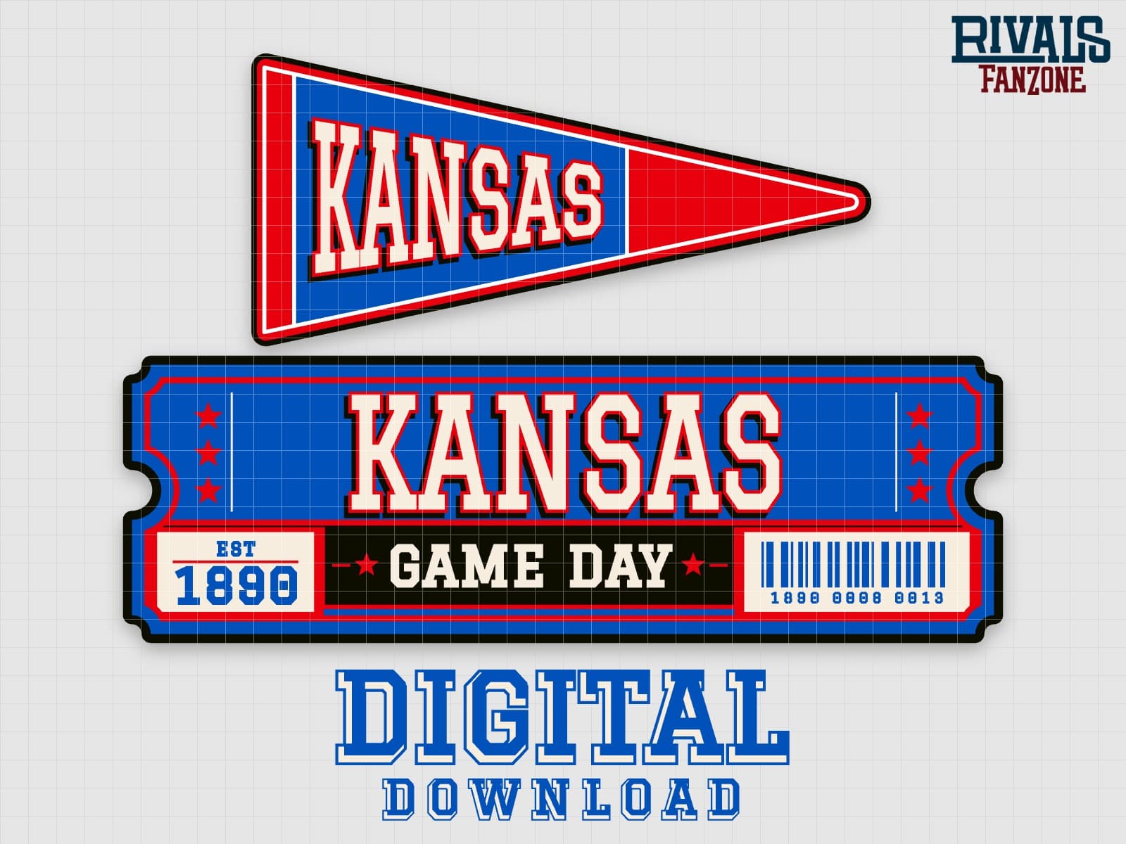 Kansas Pennant & Ticket SVG – Cricut Cut Files — preview 1