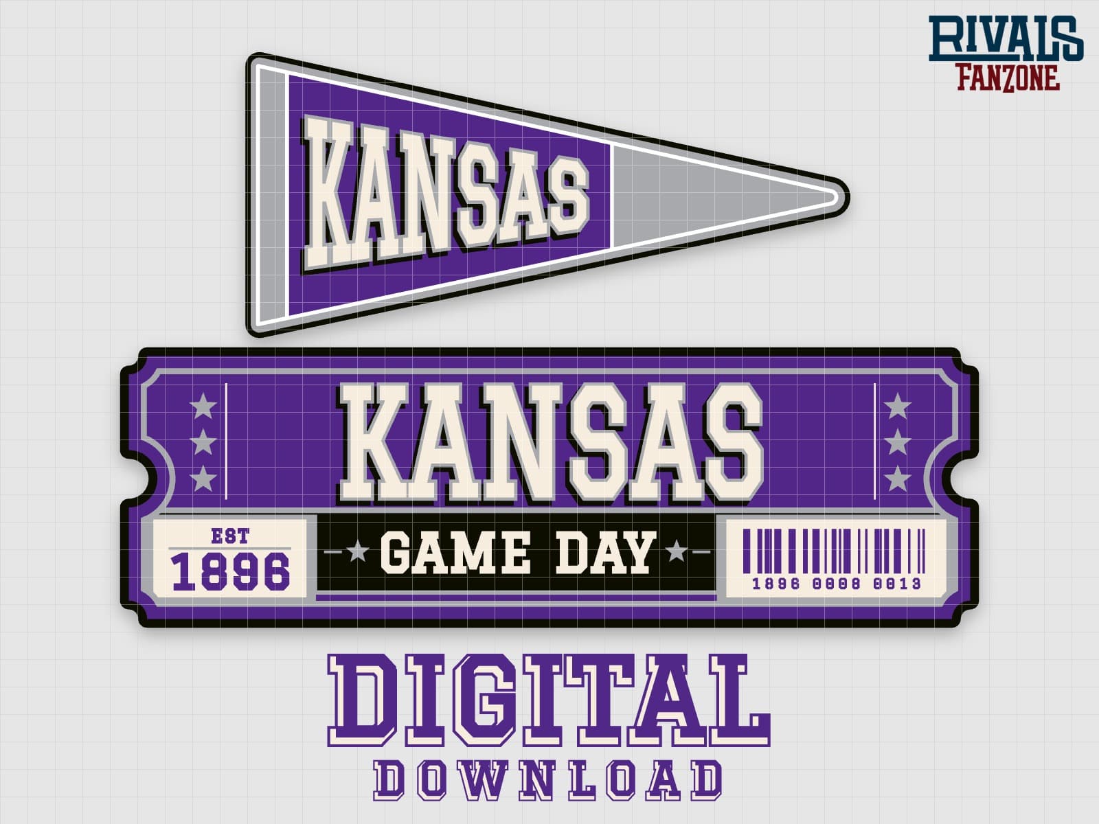 Kansas Pennant & Ticket SVG – Cricut Cut Files — preview 1
