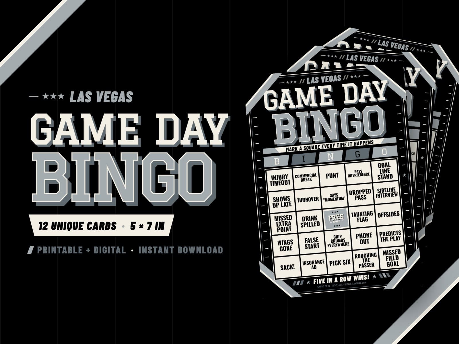 Las Vegas Football Bingo – 12 Card Pack — preview 1