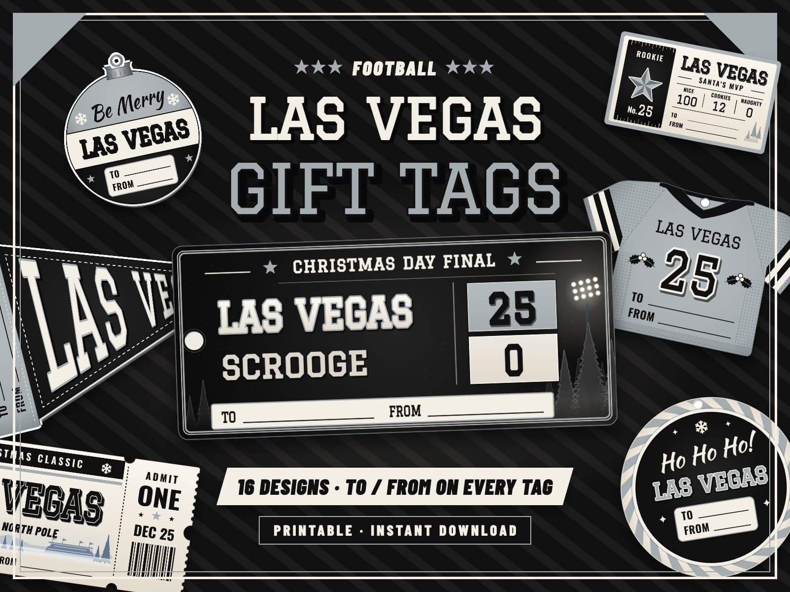 Las Vegas Game Day Gift Tags – 16 Printable Designs — preview 1