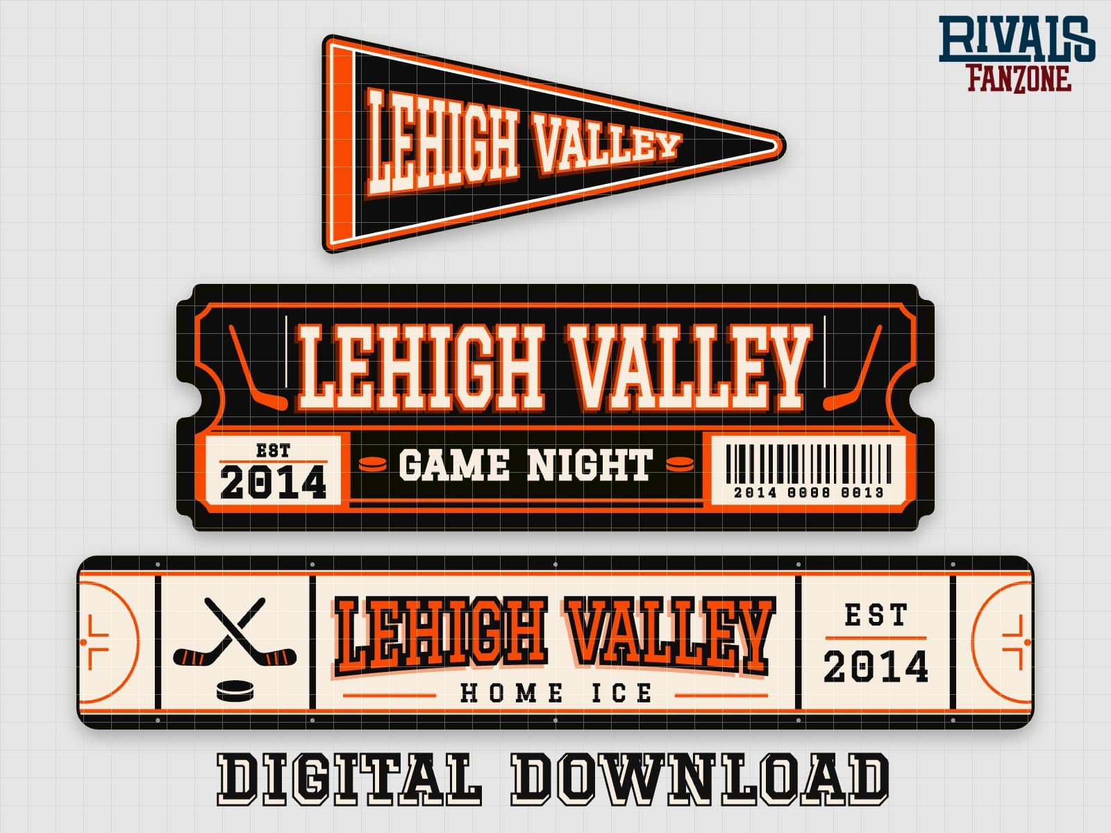 Lehigh Valley Farm Team Hockey Pennant, Ticket & Rink Sign SVG – Cricut Cut Files — preview 1