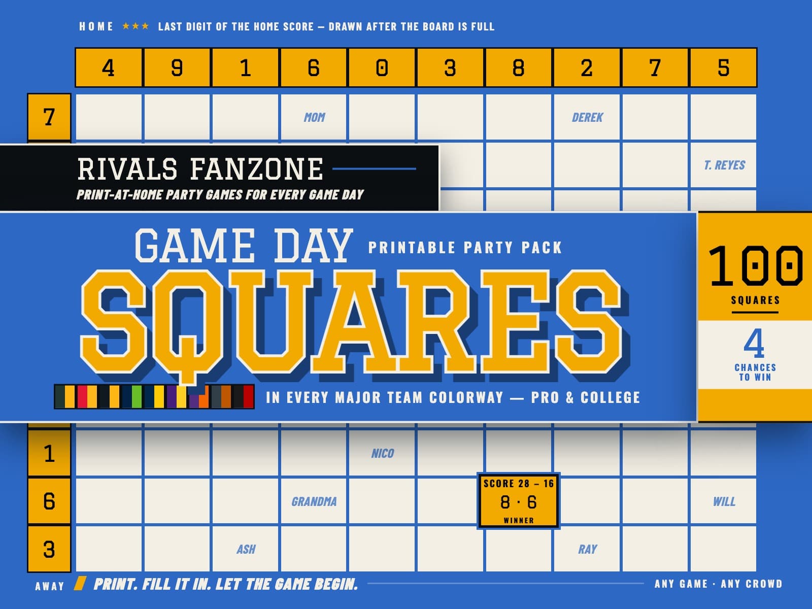 Los Angeles College Football Squares — preview 1