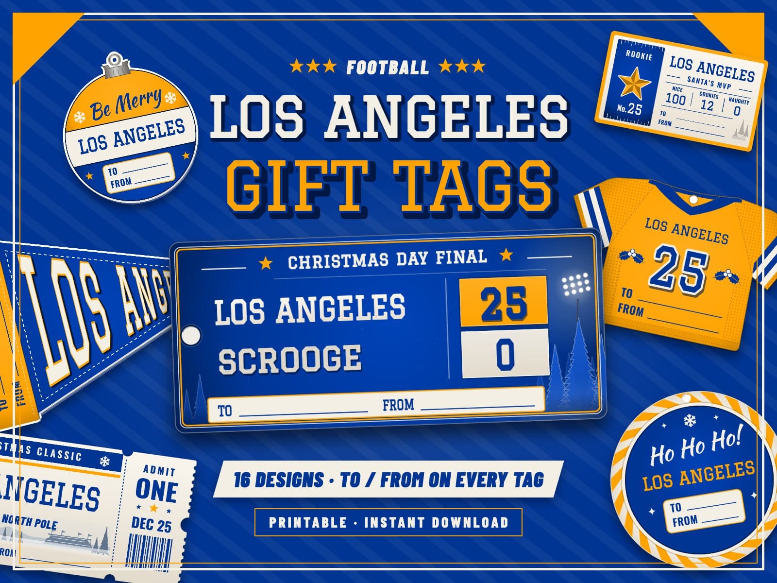 Los Angeles Game Day Gift Tags – 16 Printable Designs — preview 1