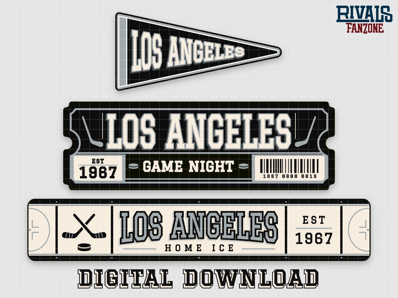 Los Angeles Hockey Pennant, Ticket & Rink Sign SVG – Cricut Cut Files — preview 1