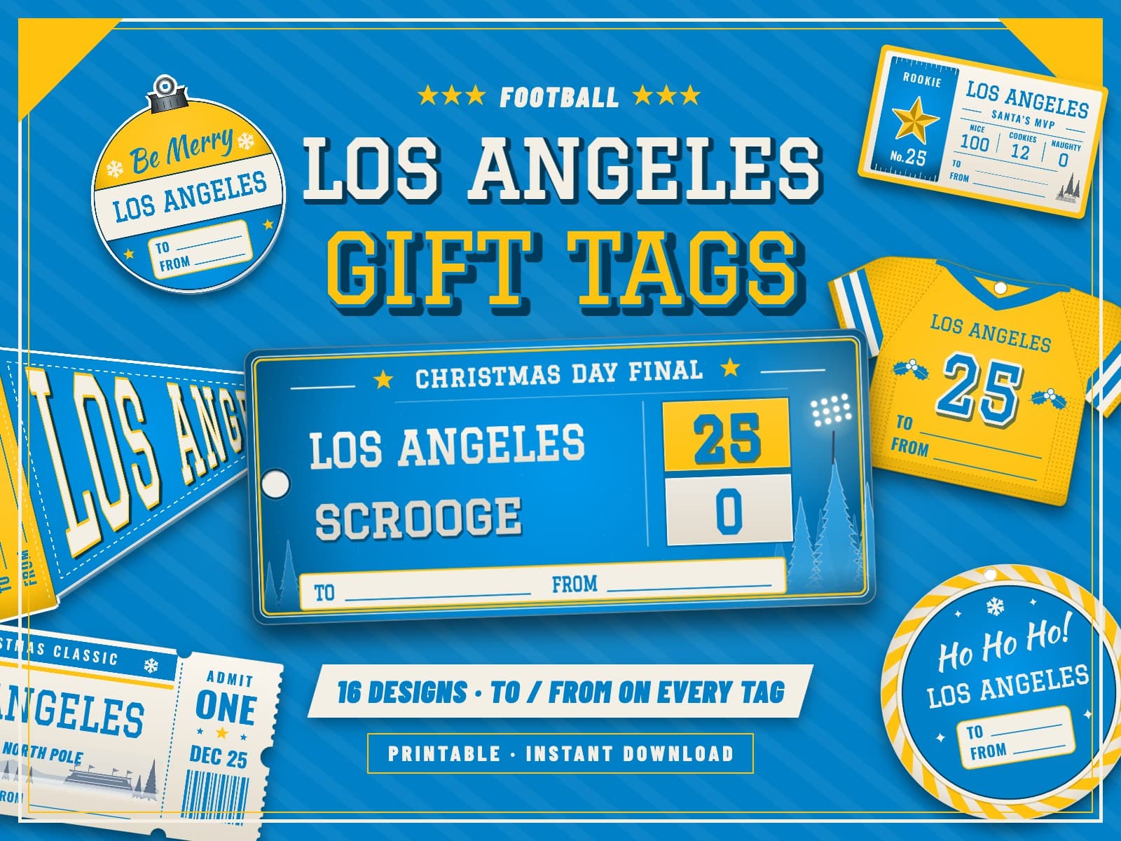 Los Angeles Game Day Gift Tags (Powder Blue) – 16 Printable Designs — preview 1