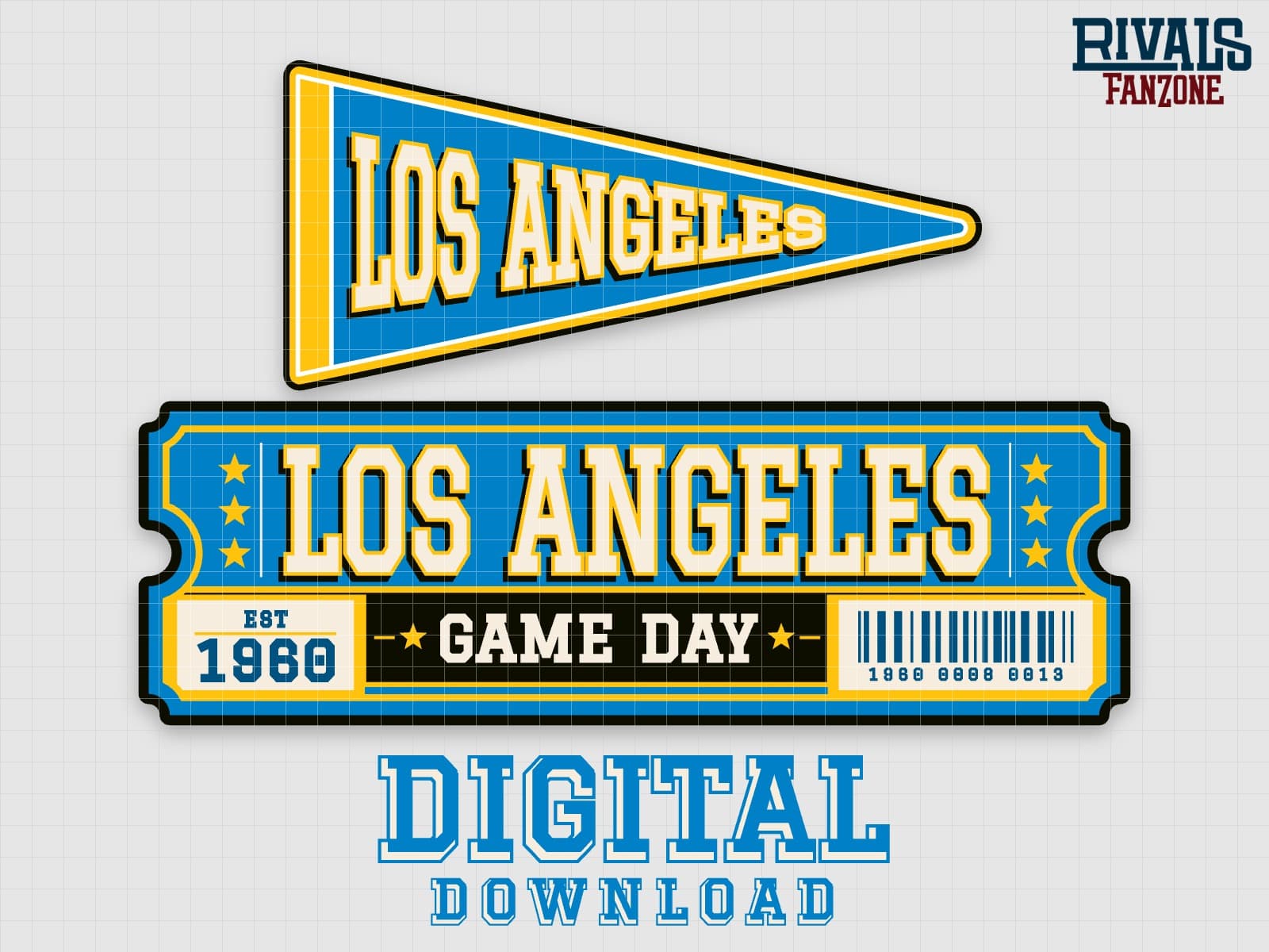Los Angeles Pennant & Ticket SVG – Cricut Cut Files — preview 1